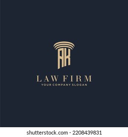 Logotipo inicial de la firma de abogados monograma AK con diseño de hitos