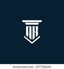 AK initial monogram logo lawfirm with pillar design