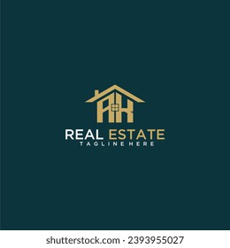 AK initial monogram logo for real estate with home shape creative design