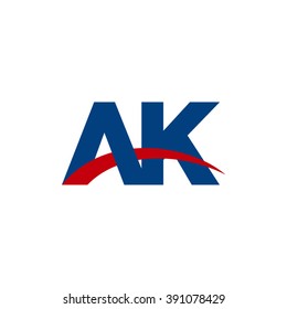 AK initial overlapping swoosh letter logo blue red