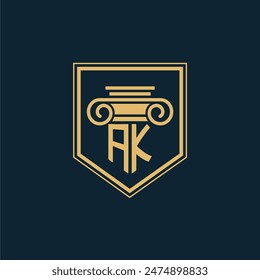 AK Initials Law Firm Logo Lawyer logo with creative law element