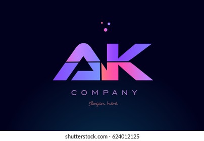 ak a k creative color blue background pink purple blue magenta alphabet letter company logo vector icon design