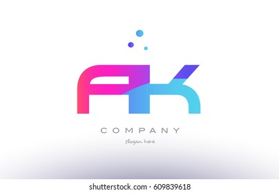 ak a k  creative pink purple blue modern dots creative alphabet gradient company letter logo design vector icon template