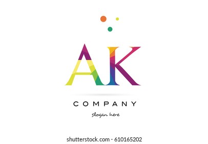 ak a k  creative rainbow colors colored alphabet company letter logo design vector icon template