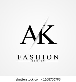 AK A K Schneiden und verlinktes Buchstaben Logo Symbol mit Papier in der Mitte geschnitten. Kreatives Monogramm-Logo-Design. Designvorlage für Modesymbole.