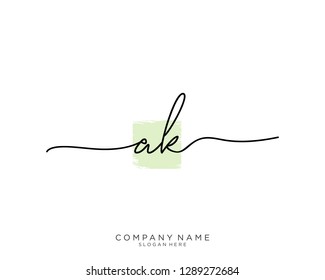 AK A K Initial handwriting logo template