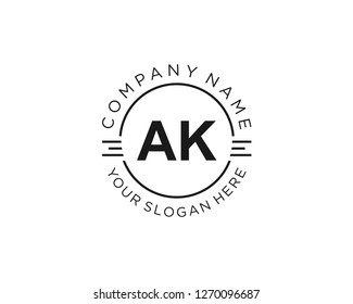 AK A K Initial logo letter with minimalist concept vector