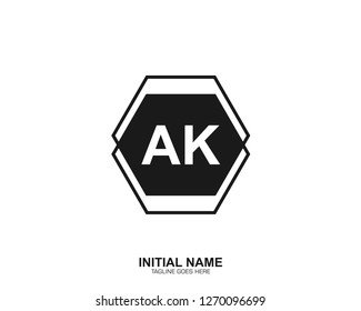 AK A K Initial logo letter with minimalist concept vector
