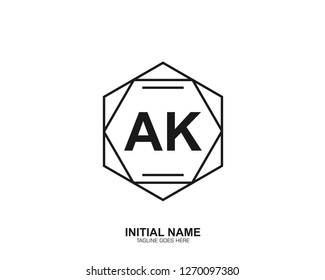 AK A K Initial logo letter with minimalist concept vector