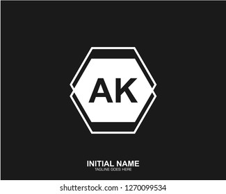 Ak A K Initial logo letter with minimalist concept vector