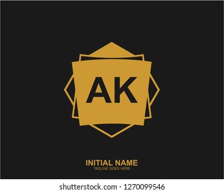 Ak A K Initial logo letter with minimalist concept vector
