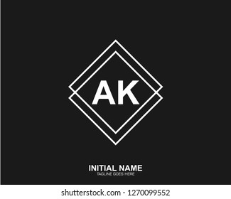 Ak A K Initial logo letter with minimalist concept vector