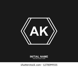 Ak A K Initial logo letter with minimalist concept vector