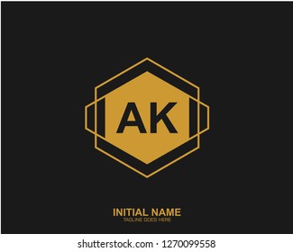 Ak A K Initial logo letter with minimalist concept vector