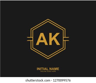 Ak A K Initial logo letter with minimalist concept vector