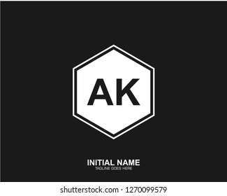 Ak A K Initial logo letter with minimalist concept vector