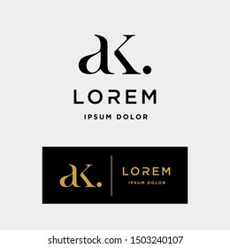 AK K Letter Linked Luxury Premium Logo