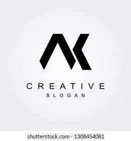 AK A K letter logo with bold shapes and luxury icon. Initial logo concept vector.
