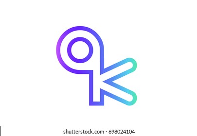 AK A K letter logo combination alphabet vector creative company icon design template modern  pink blue contour line art