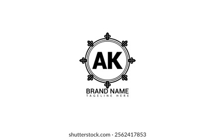 AK A K letter logo design. Initial letter AK linked circle uppercase monogram logo. AK logo, A K design. ak, a k