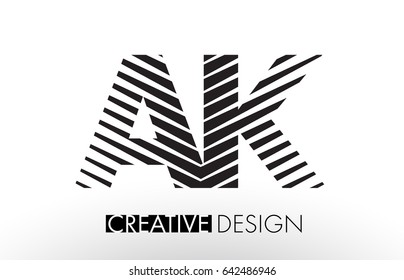 AK A K Lines Letter Design with Creative Elegant Zebra Vector Illustration.
