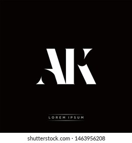 AK A K Logo Monogram with Black and White Colors