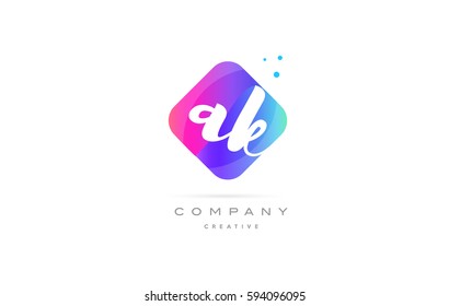 ak a k  pink blue rhombus abstract 3d alphabet company letter text logo hand writting written design vector icon template 