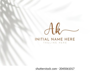 AK K A Signature initial logo template vector
