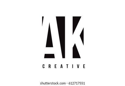 AK A K White Letter Logo Design with Black Square Vector Illustration Template.