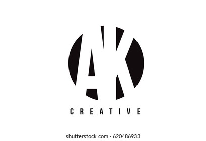 AK A K White Letter Logo Design with Circle Background Vector Illustration Template.