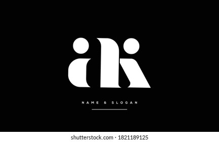 AK,KA,A,K-Monogramm abstrakter Buchstaben