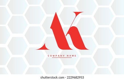 Monograma del logotipo de las letras abstractas AK, KA