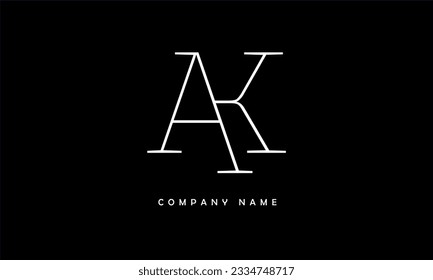 Monograma del logotipo de las letras abstractas AK, KA