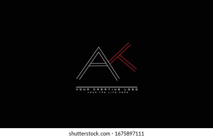 Plantilla de monograma abstracto del logotipo del vector AK KA