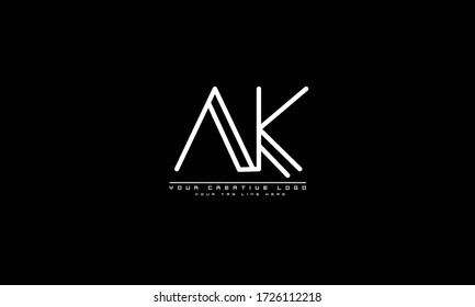 Plantilla de monograma del logotipo del vector abstracto de AK KA