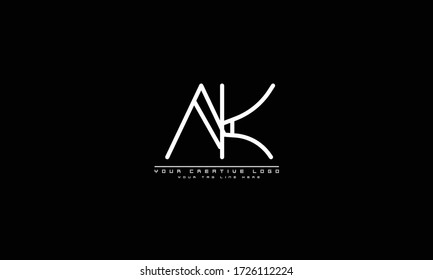 Plantilla de monograma del logotipo del vector abstracto de AK KA