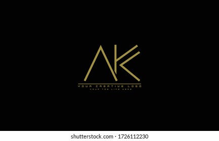 Plantilla de monograma del logotipo del vector abstracto de AK KA