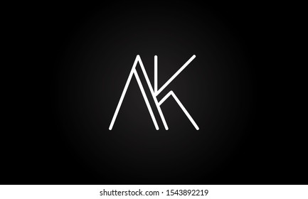 AK or KA initial based letter icon logo Unique modern creative elegant geometric fashion brands black and white color