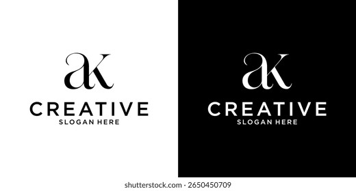 AK or KA initial letter logo design vector template