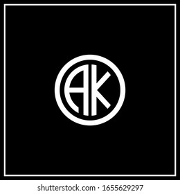 AK, KA, A y K, K y A, letras iniciales logotipo elegante logotipo color negro dorado plata en círculo - vector