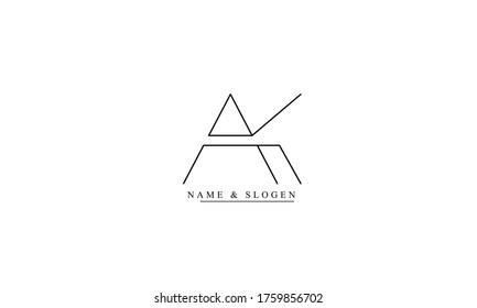 Plantilla de monograma de logotipo de vector abstracto AK KA A K
