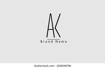 Plantilla de monograma de logotipo de vector abstracto AK KA A K