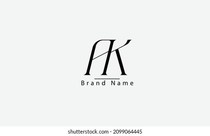 Plantilla de monograma de logotipo de vector abstracto AK KA A K