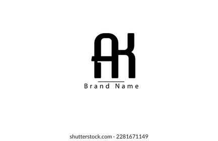 Plantilla de monograma de logotipo de vector abstracto AK KA A K