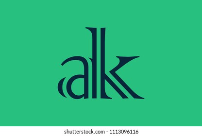 ak ka a k Lowercase Letter Initial Logo Design Template Vector Illustration