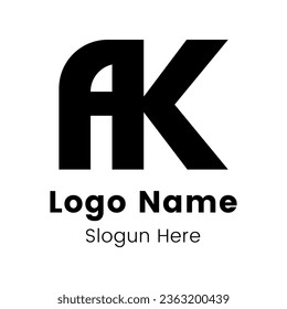 AK or KA letter abstract monogram initial letter logo design.