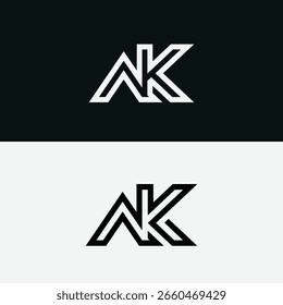Logotipo del monograma de la letra de AK KA en estilo limpio del arte de la línea para el uso de la marca del mercado de valores.