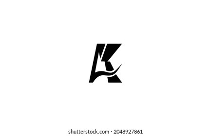 Diseño de logotipo AK o KA con un estilo de arte de línea mínimo que muestra