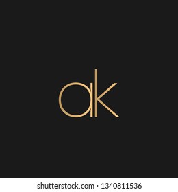 AK or KA logo vector. Initial letter logo, golden text on black background