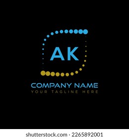 Diseño creativo del logo de la carta de AK. Diseño único de AK.
